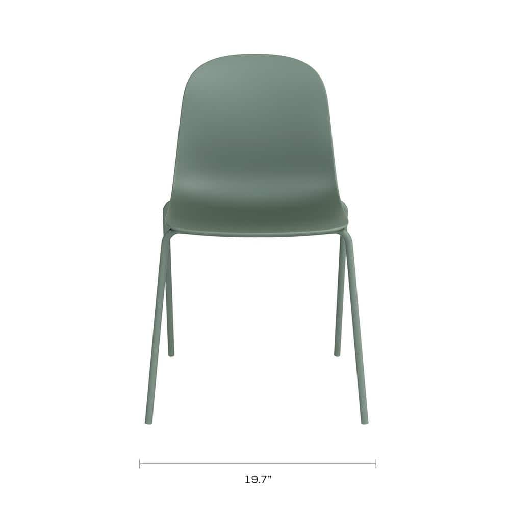 Aloe Green Metal Stackable Dining Side Chair