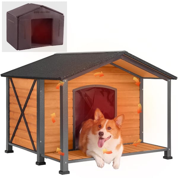 Aivituvin Large Waterproof Insulated Dog House: Liner Inside, Brown