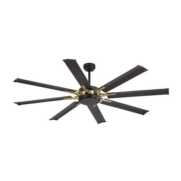 72 in. (6 ft.) Indoor Aluminum Blades Ceiling Fan with Remote, Black and Gold