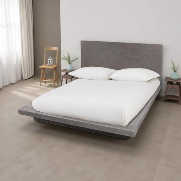 Benjara Nels Gray Wood Frame King Size Platform Bed with