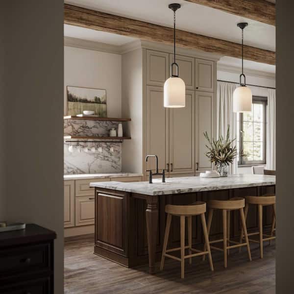 Stanza Collection 1-Light Matte Black New Traditional Pendant Light
