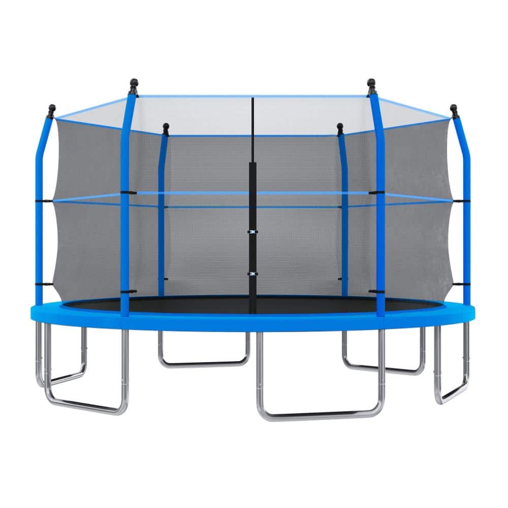 14 ft. Round Trampoline with Enclosure Net and Ladder Heavy Duty Outdoor Backyard Trampoline for Kids and Adults