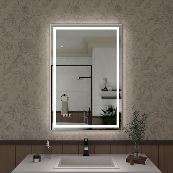 Hermitage Bath Musci 24 in. W x 36 in. H Rectangular Frameless LED Wall Bathroom Vanity Mirror