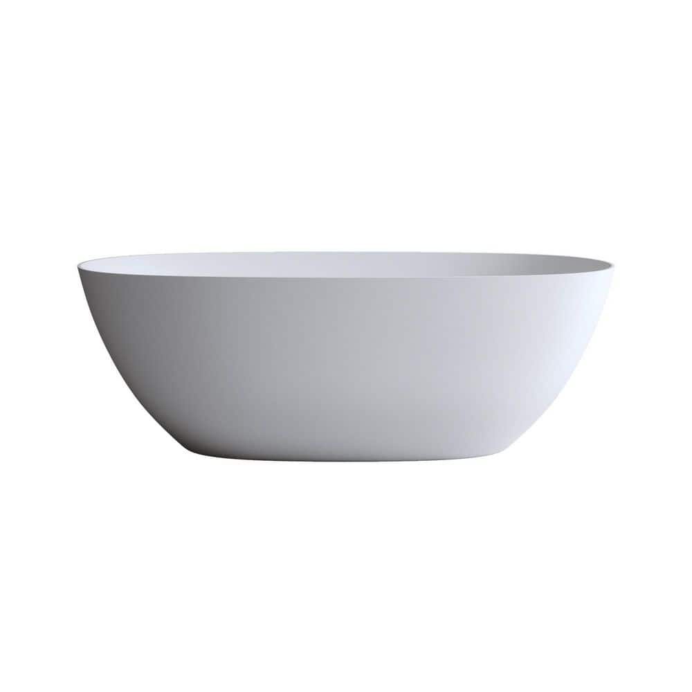 69 in. x 31.9 in. Rectangle Solid Surface Stone Flatbottom Freestanding Soaking Bathtub with Drain in Matte White price history on PriceWatchPro