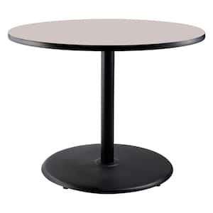 36 in. Round CT Series Gray Laminate Composite Wood Core Top, Black Steel Column Dining Table, 30 in. Height (Seats 4)