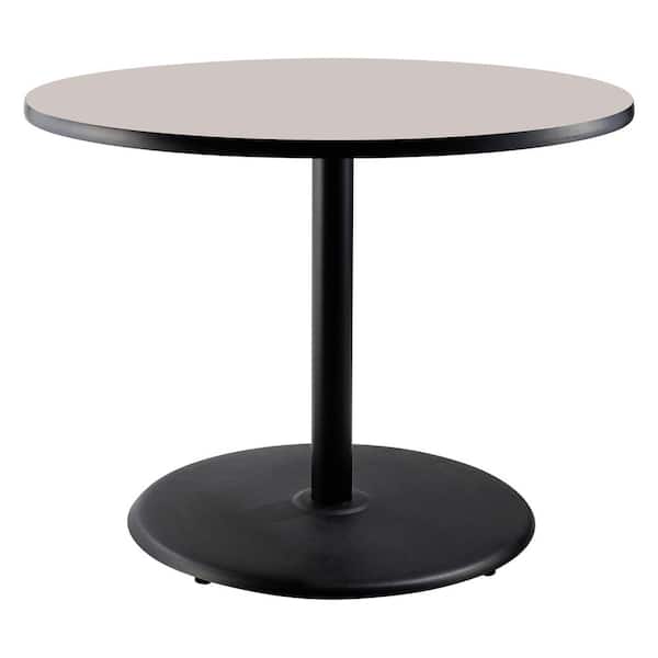 National Public Seating 36 in. Round CT Series Gray Laminate Composite Wood Core Top, Black Steel Column Dining Table, 30 in. Height (Seats 4)