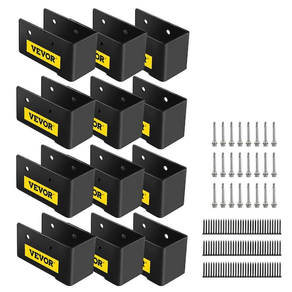 VEVOR 12-Pieces Concealed Joist Hanger 2 in. x 4 in. Outdoor Concealed Joist Bracket Q235 Steel Plate Powder-Coated, Black
