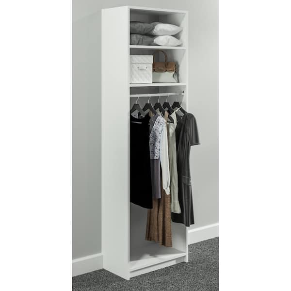 SimplyNeu SNT2-WH 14 in. D x 25.375 in. W x 84 in. H White Medium Hanging Tower Wood Closet System Kit - 2