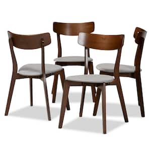 Iora Light Grey and Walnut Fabric Dining Chair (Set of 4)