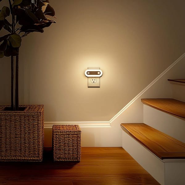 [2-Pack]Plug-in Motion Sensor Dusk to Dawn LED Night Light, Soft White 3000K Dimmable 30/60/100LM for Hallway, Bedroom