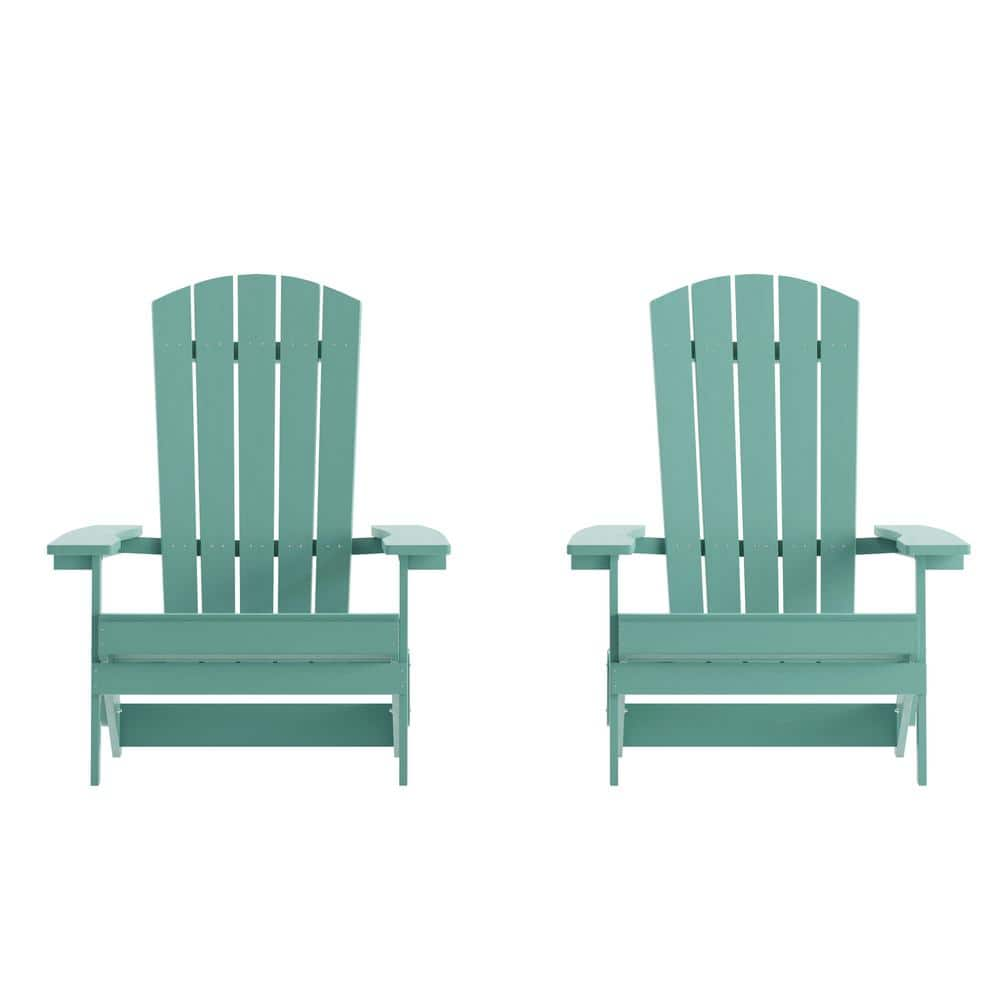 Flash Furniture Charlestown All Weather Indoor/Outdoor High Back Adirondack Chair Cushions, Patio Furniture Replacement Cushions, Set of 2, Teal