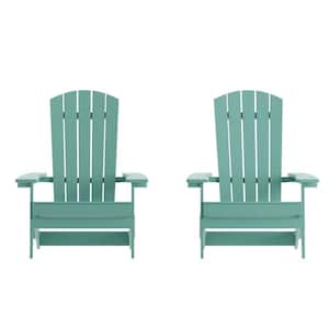 Blue Resin Outdoor Lounge Chair in Blue (Set of 2)