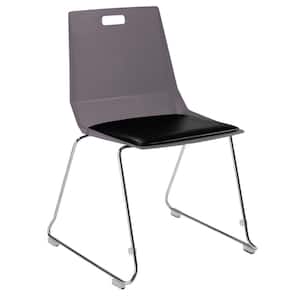 LūvraFlex Series Vinyl Padded Seat Stackable Ergonomic Chair, in Black Seat/Charcoal Back, Chrome Frame