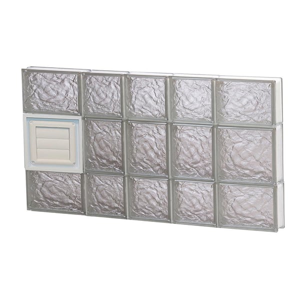 Clearly Secure 32.75 in. x 19.25 in. x 3.125 in. Frameless Ice Pattern Glass Block Window with Dryer Vent