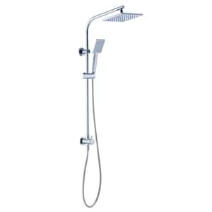 Modern Wall Bar Shower Kit 1-Spray 8 in. Square Rain Shower Head with Hand Shower in Chrome (Valve Not Included)