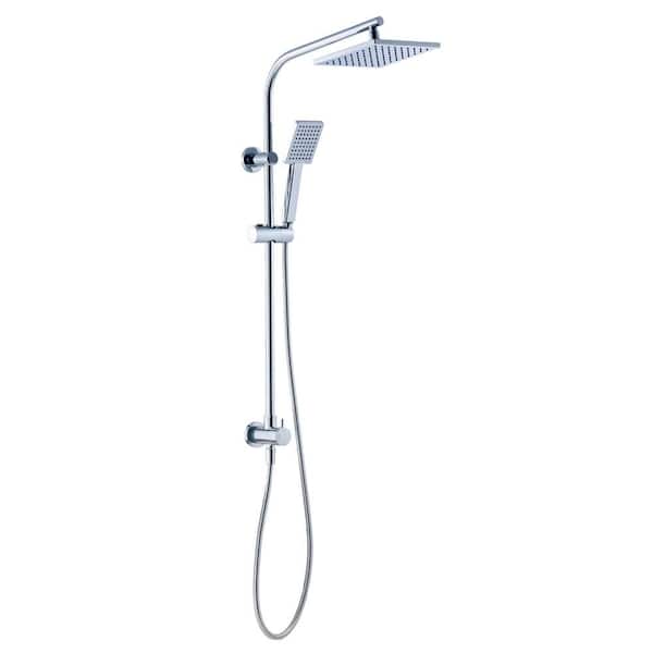 Glacier Bay Modern Wall Bar Shower Kit 1-Spray 8 in. Square Rain Shower Head with Hand Shower in Chrome (Valve Not Included)