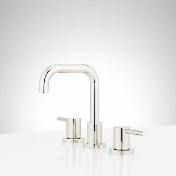 SIGNATURE HARDWARE Lexia 8 in. Widespread Double Handle Bathroom Faucet in Polished Nickel