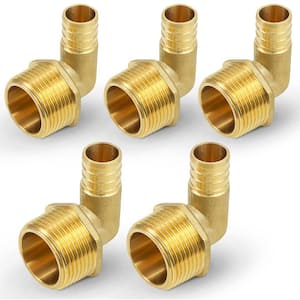 5/8 in. Brass PEX Barb x 3/4 in. MIP 90-Degree Elbow Pipe Fitting (5-Pack)