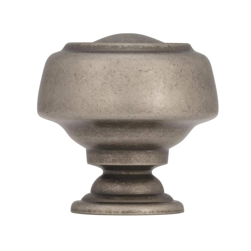Weathered Nickel Round Cabinet Knob with Mounting Hardware