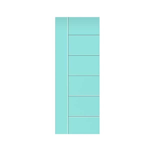 CALHOME Metropolitan 36 in. x 80 in. Mint Green Stained Composite MDF Paneled Interior Barn Door Slab