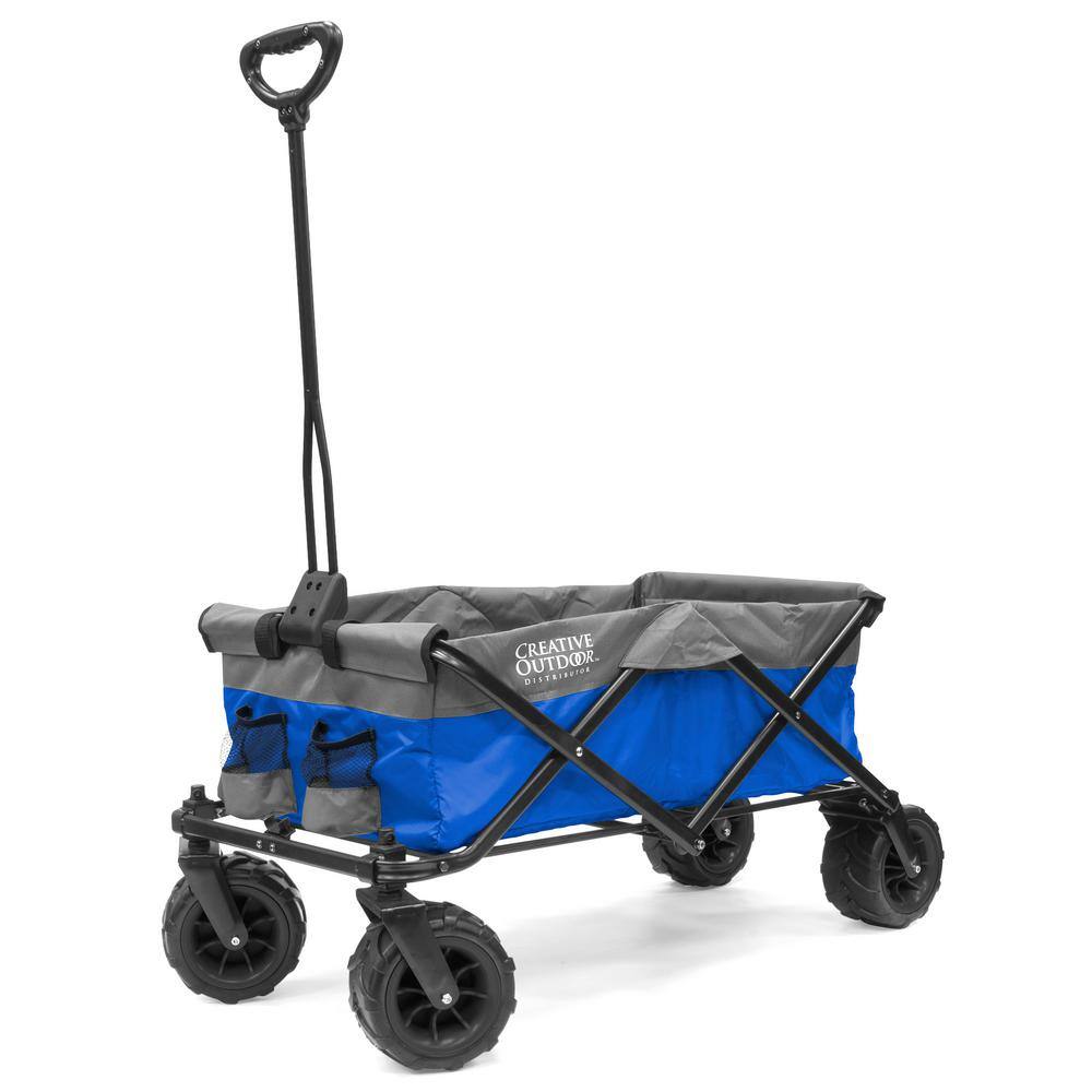 7 cu.ft. Metal Folding Garden Cart in 2-Tone Blue/Gray