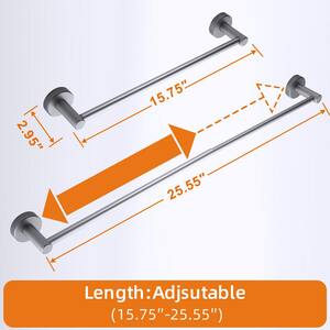 Extendable 15.7" to 25.5" Towel Bar Wall Mounted in Brushed Nickel