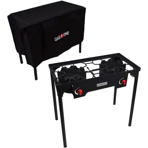 High Pressure Double Propane Burner Outdoor Cooker Fryer with Weather Proof Cover