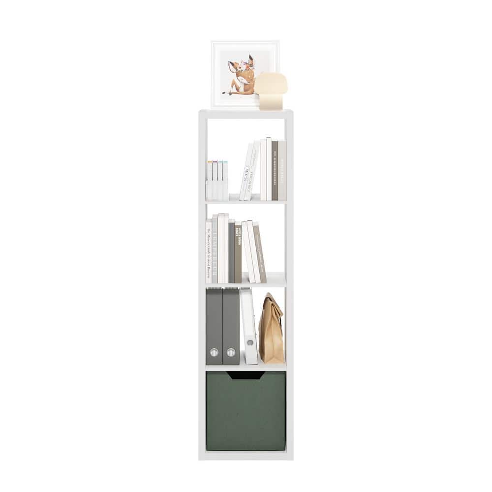 White Composite Wood 4-Cube Vertical Storage Organizer