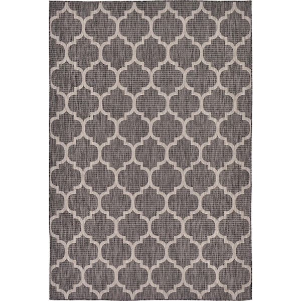 Unique Loom Outdoor Trellis Black 6' 0 x 9' 0 Area Rug