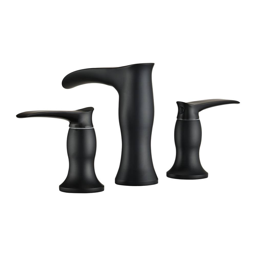 8 Inch Waterfall Double Handle Bathroom Sink Faucet with Hoses in Matte Black price history on PriceWatchPro