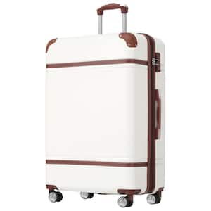 30. 3 in. White Expandable ABS Hardside Luggage Spinner 28 in. Suitcase with TSA Lock Telescoping Handle Wrapped Corner