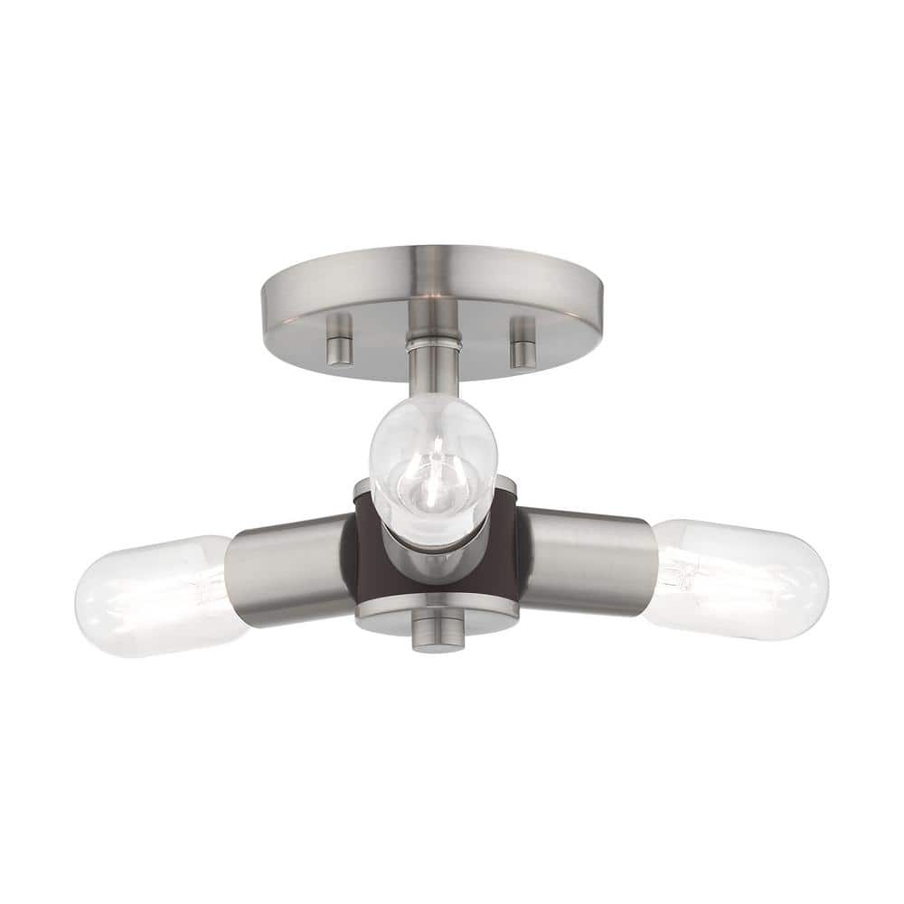 Copenhagen 3 Light Brushed Nickel Semi Flush Mount price history on PriceWatchPro