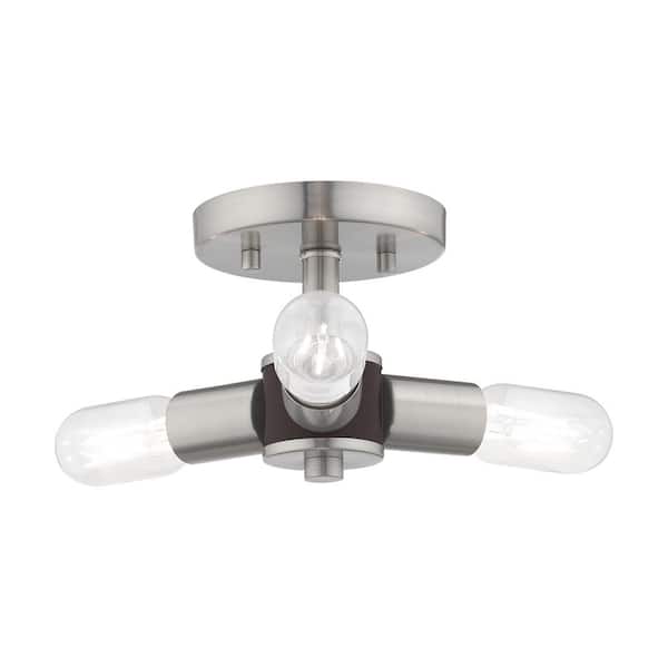 Livex Lighting Copenhagen 3 Light Brushed Nickel Semi Flush Mount
