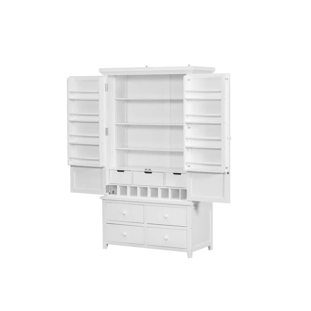 71.1 in. White Freestanding Kitchen Pantry Organizer with 8 Door Shelves,3 Adjustable Shelves,7 Drawers and 8 Wine Racks price history on PriceWatchPro