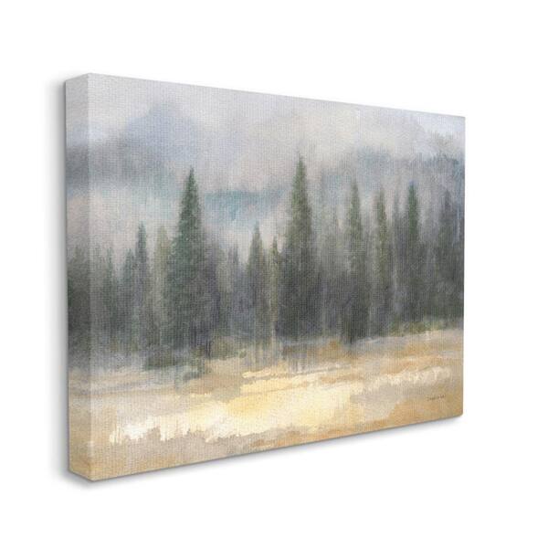 Abstract Blurred Pine Tree Forest Landscape By Danhui Nai Unframed Print Nature Wall Art 24 in. x 30 in.