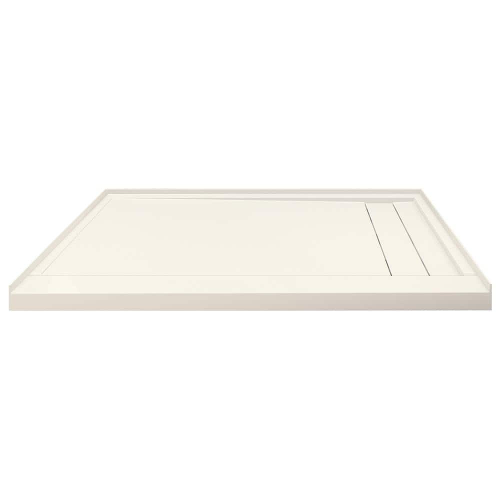 Off-White Composite 60'' x 32'' Rectangular Shower Base with Right Drain