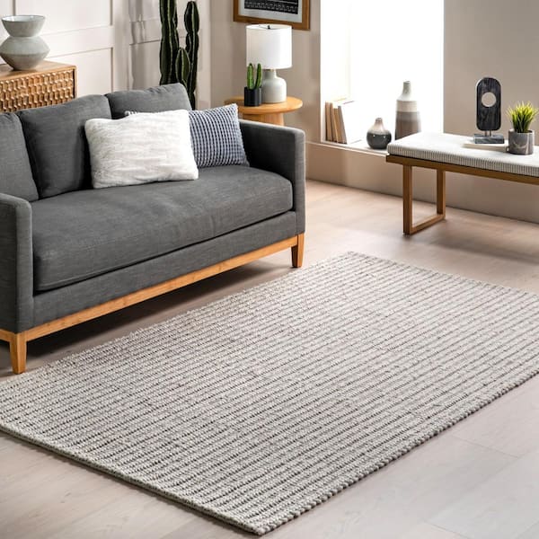 Aaleigha Casual Striped Wool Grey 2 ft. x 3 ft. Area Rug