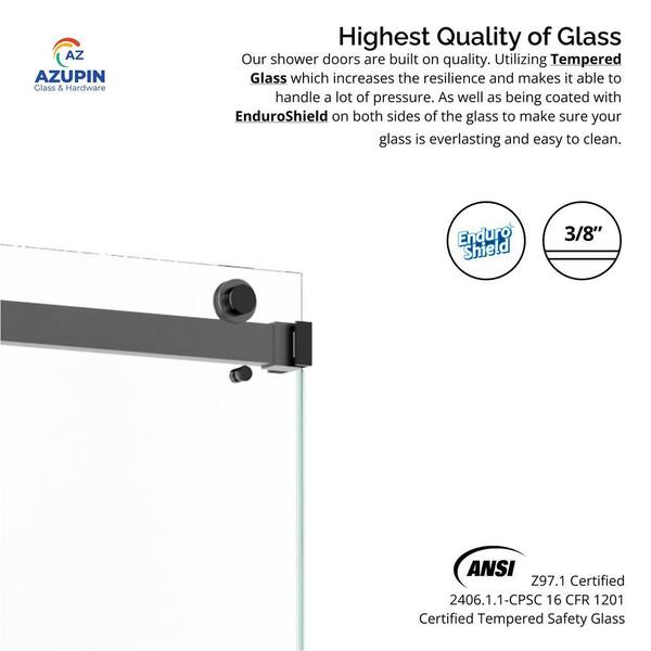 AZUPIN Sola 56-60 in. W x 84 in. H Double Sliding Frameless Shower
