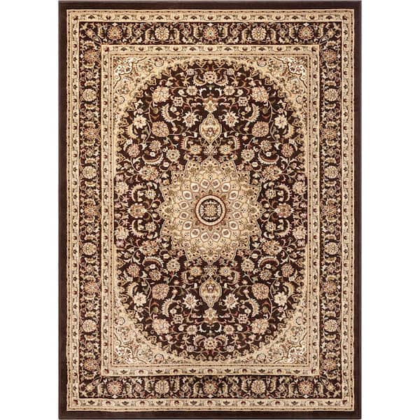 Well Woven Timeless Aviva Brown 5 ft. x 7 ft. Traditional Soft Oriental Area Rug