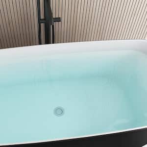 58.5 in. Acrylic Flatbottom Tub Rectangular Center Drain Not Whirlpool Freestanding Tub Soaker Bathtub in Matte Black