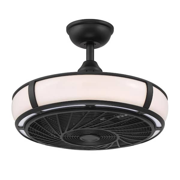 Home Decorators Collection Tuilene 21 in. Integrated LED Matte Black Ceiling Fan with Light and Remote Control