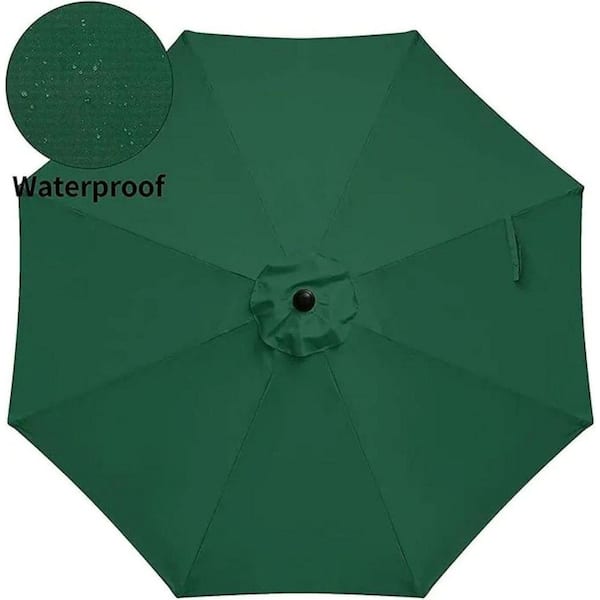ESILOO 9 ft. Patio Outdoor Table Market Yard Umbrella Patio Umbrella with Push Button Tilt/Crank. in Green