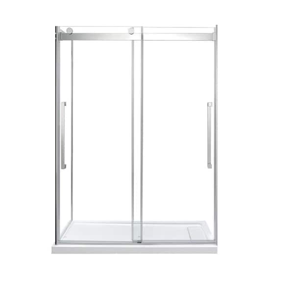 OVE Decors Montebello 60 in. L x 32 in. W x 78.74 in. H Alcove Shower Kit w/Frameless Sliding Shower Door, Side Panel & Shower Pan