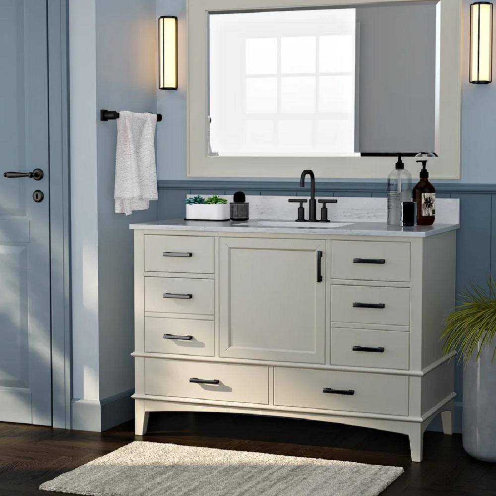 Runfine Emily 48 in. W x 22 in. D x 34 in. H Bath Vanity in White with ...