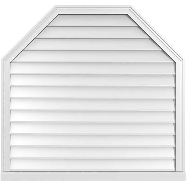 Ekena Millwork 42" x 40" Octagonal Top Surface Mount PVC Gable Vent: Non-Functional with Brickmould Sill Frame