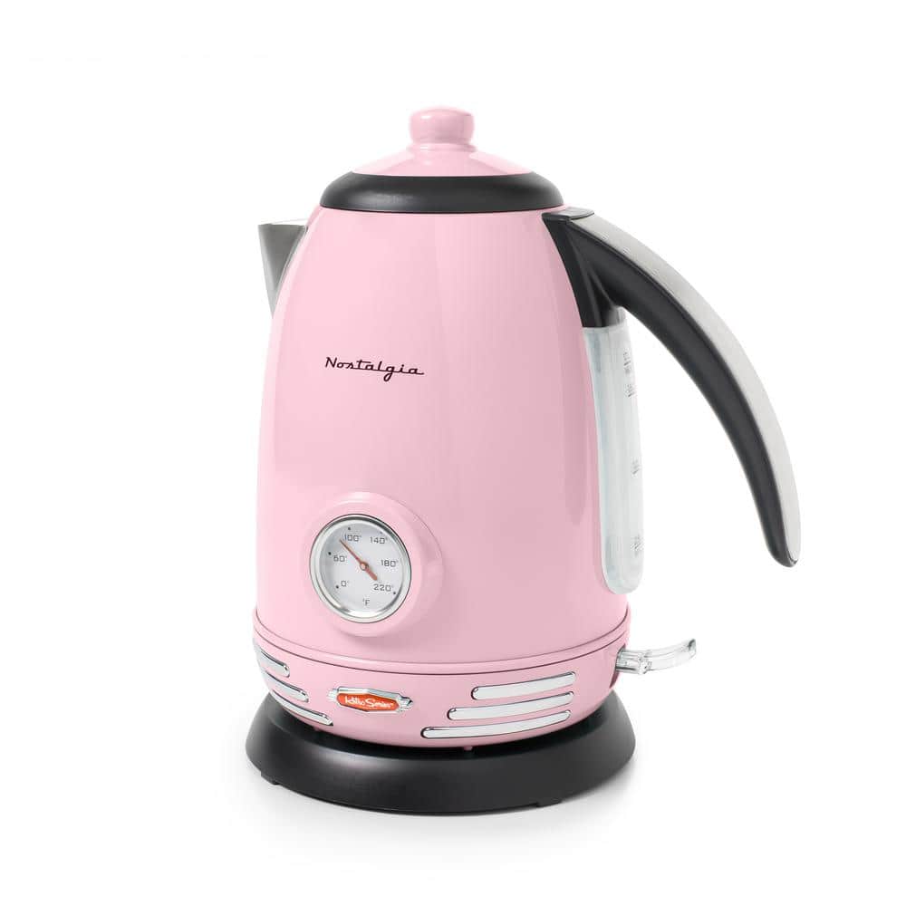 Nostalgia Pink Retro 1.7-Liter Stainless Steel Electric Kettle