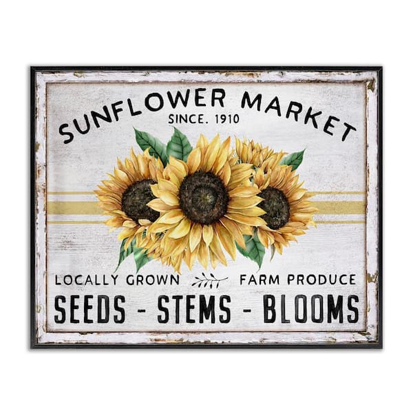 Stupell Industries Farmhouse Sunflower Market by Creatif Belle Black Framed Nature Giclee Art Print 24 in. x 30 in.