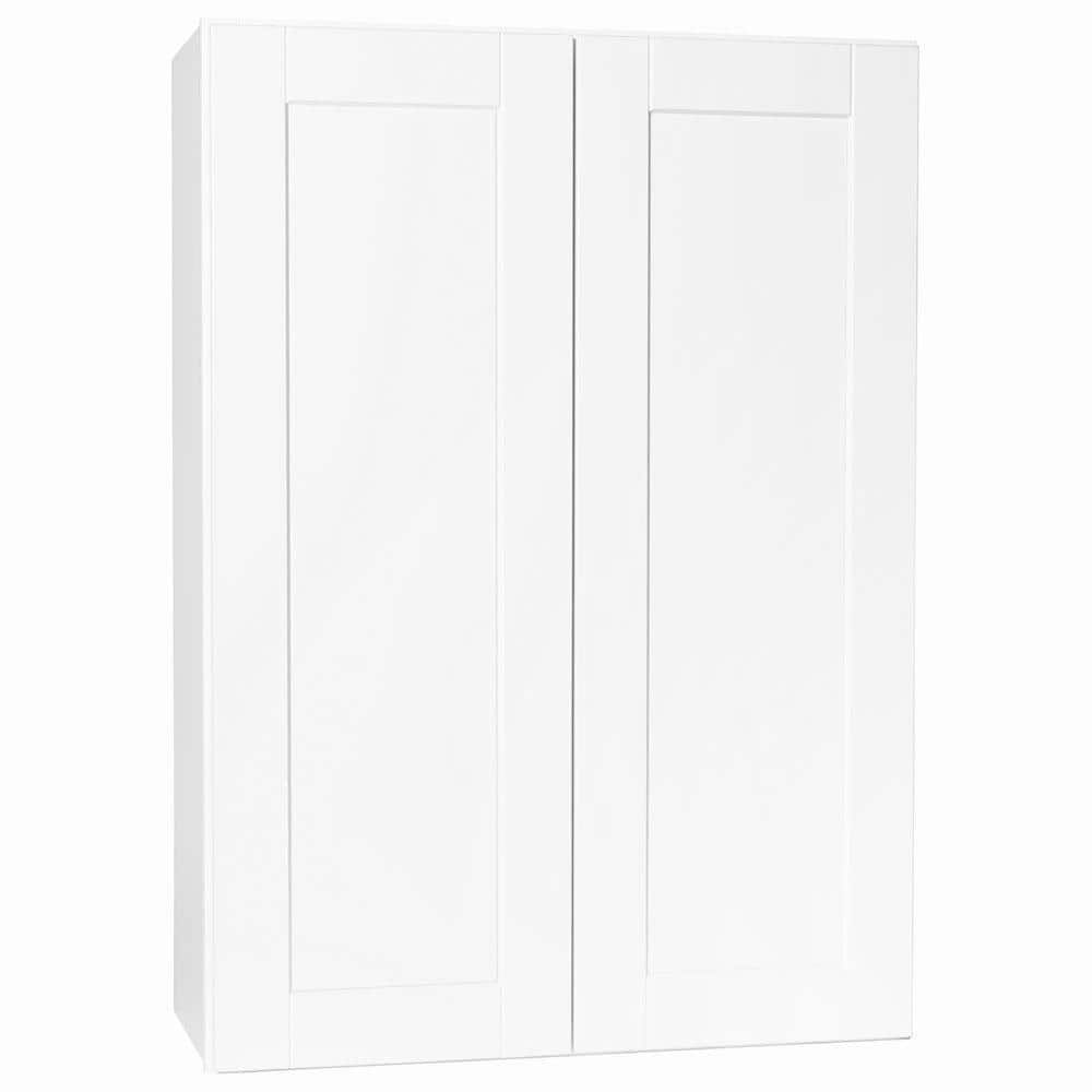 Hampton Bay Shaker Satin White Stock Assembled Wall Kitchen Cabinet (30 in. x 42 in. x 12 in.)