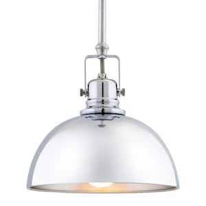 Belle 60-Watt 1-Light Chrome Contemporary Pendant Light with Chrome Shade, No Bulb Included