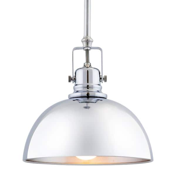 Kira Home Belle 60-Watt 1-Light Chrome Contemporary Pendant Light with Chrome Shade, No Bulb Included